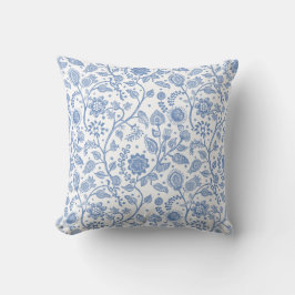 Blue and White Floral Botanical Pattern Whimsical Kissen