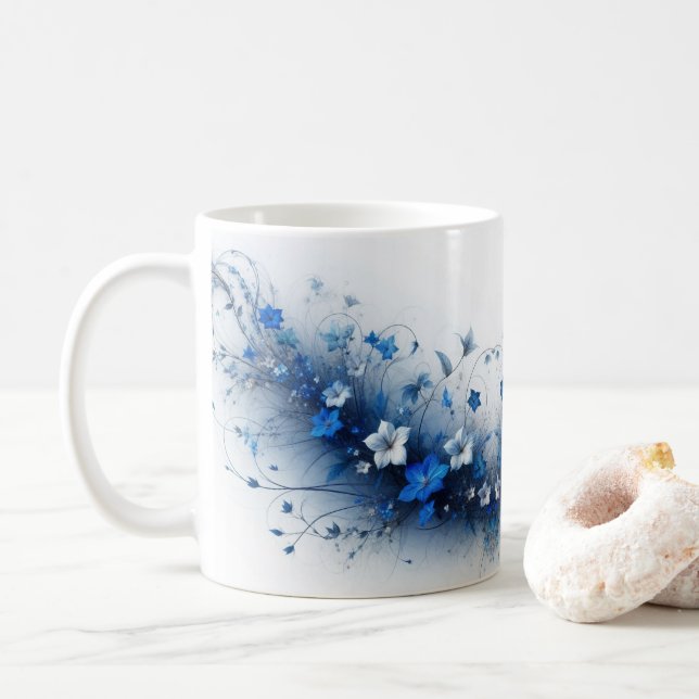  Blue and White Floral Vine  Kaffeetasse (Mit Donut)
