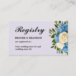 Blue and White Floral Wedding Registry Begleitkarte