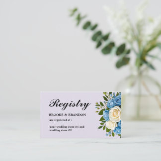 Blue and White Floral Wedding Registry Begleitkarte
