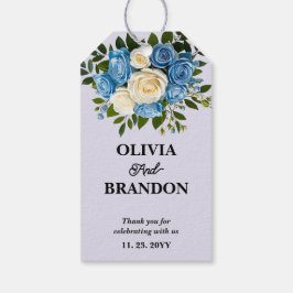 Blue and White Floral Wedding Vielen Dank Geschenkanhänger
