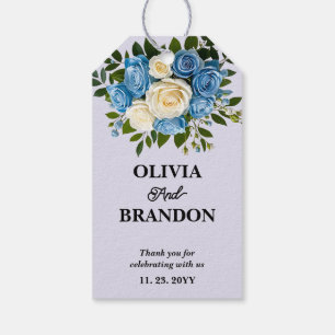 Blue and White Floral Wedding Vielen Dank Geschenkanhänger