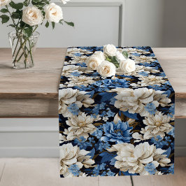 Blue and white flowers chic modern home decor großer tischläufer
