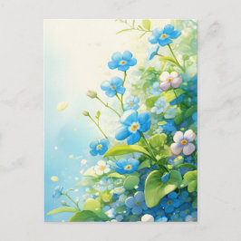 Blue and White Forget Me Not Floral Garden Postkarte