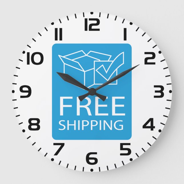 Blue and White Free Shipping Icon Große Wanduhr (Vorderseite)