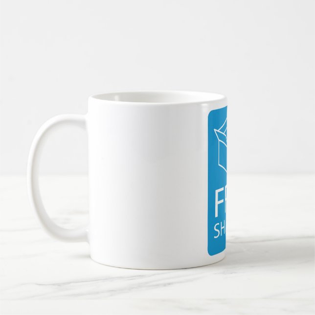 Blue and White Free Shipping Icon Kaffeetasse (Links)