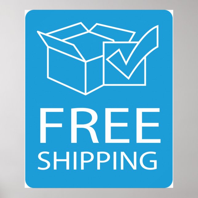 Blue and White Free Shipping Icon Poster (Vorne)