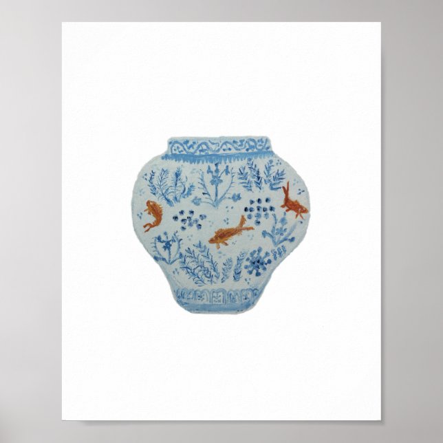 Blue and White Ginger Jar Art Print Poster (Vorne)