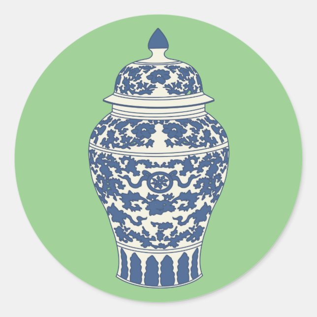 Blue and White Ginger Jar Runder Aufkleber (Vorderseite)