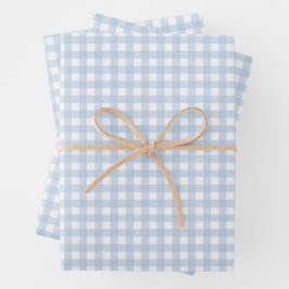 Blue and White Gingham Geschenkpapier Set