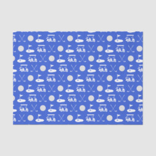 Blue and White Golf Icons Seidenpapier