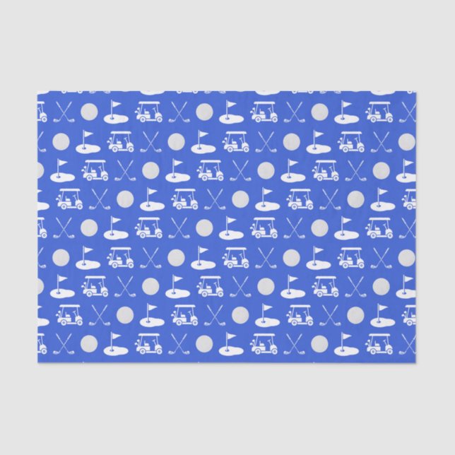 Blue and White Golf Icons Seidenpapier (Vorderseite)