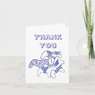 Blue and White Horse Dankeschön Card Dankeskarte