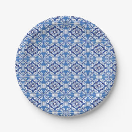Blue and White Italian tile Plate Pappteller
