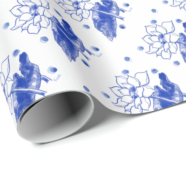Blue and White　Japanese traditional Geschenkpapier (Rolleneckpunkt)