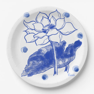 blue and white　Japanese traditional　plate 紙皿 大 Pappteller