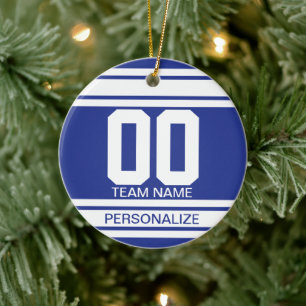 Blue and White Jersey Stripe Sport Colors Keramikornament