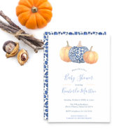 Blue and White Leopard Print Pumpkin Baby Dusche