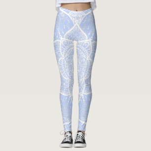 Blue and White Mandala - Loergano in Juniper Berry Leggings