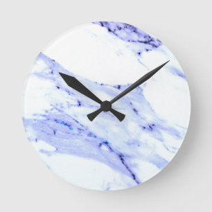 Blue and White Marble Runde Wanduhr