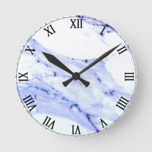 Blue and White Marble Runde Wanduhr