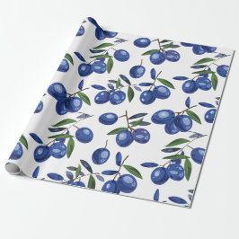 Blue and white Mediterranean Olives  Geschenkpapier