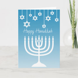 Blue and White Menorah Happy Hanukkah Karte
