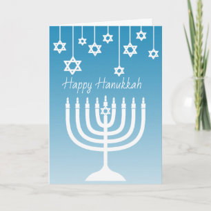 Blue and White Menorah Happy Hanukkah Karte