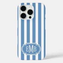 Blue and White Monogrammed Stripes