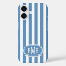 Blue and White Monogrammed Stripes