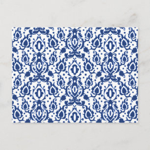 Blue and White Moroccan Casbah Damask Postkarte