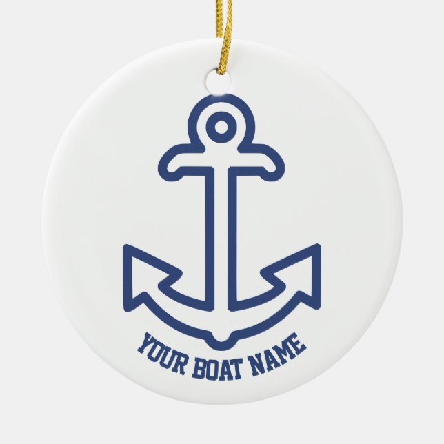 Blue and White Nautical Boat Anchor Ornament (Vorne)