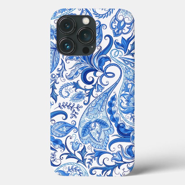 Blue and White Paisley Case-Mate iPhone Hülle (Rückseite)