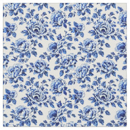 Blue and White Peonies Toile de Jouy Stoff