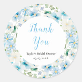 Blue and White Peony Brautparty Vielen Dank Runder Aufkleber