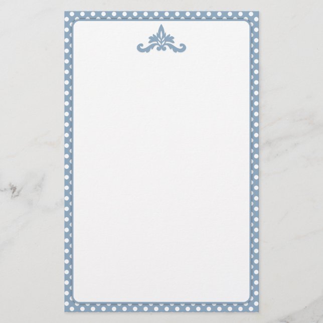 Blue and White Polka Dot Stationery Briefpapier (Vorderseite)