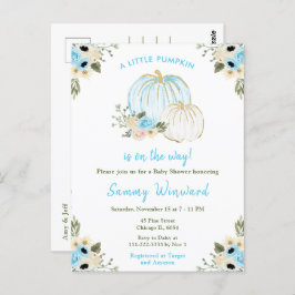 Blue and White Pumpkins Baby Dusche Postkarte