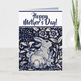 Blue and White Rabbit Baby Bunny Mother Day Karte