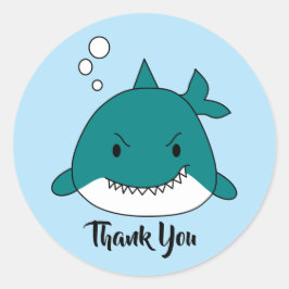 Blue and White Shark Vielen Dank Runder Aufkleber