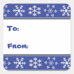 Blue and White Snowflake Geschenkartikel #HolidayZ Quadratischer Aufkleber