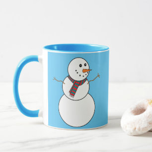 Blue and White Snowman Print Coffee Tasse