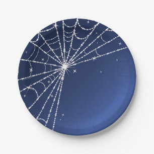 Blue and White Sparkling Diamond Spider Web Pappteller