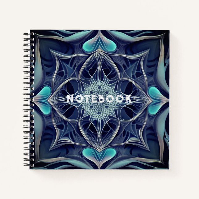 Blue and White Spirograph Design Notebook Notizbuch (Vorderseite)