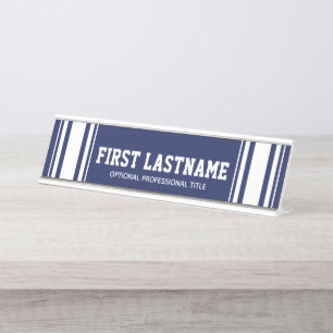 Blue and White Sports Jersey Name - Kann Farbe aus Schreibtischnamensplakette