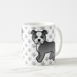 Blue and White Staffordshire Bull Terrier Dog Kaffeetasse
