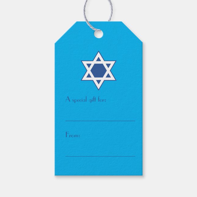 Blue and White Star von David Geschenkanhänger (Vorderseite)