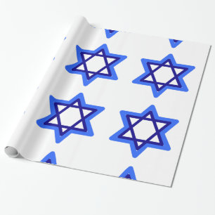 Blue and White Star von David Hanukkah Holiday Geschenkpapier