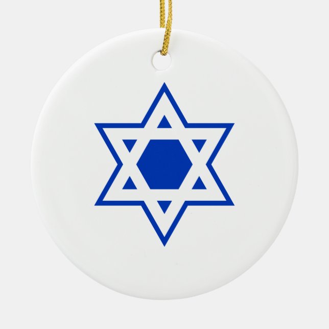 Blue and White Star von David Keramik Ornament (Vorne)