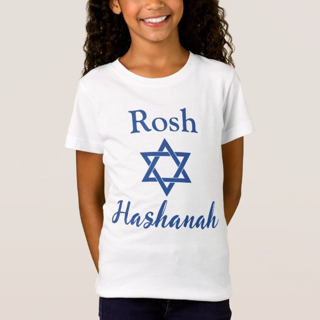 Blue and White Star von David Rosh Hashanah T-Shirt (Vorderseite)