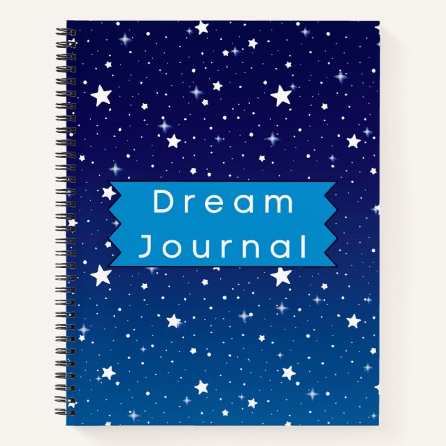 Blue and White Stars und Sky Dream Journal Notizbuch (Vorderseite)